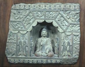 Stone relief fragment;Buddha, Bodhisattvas, Apsaras