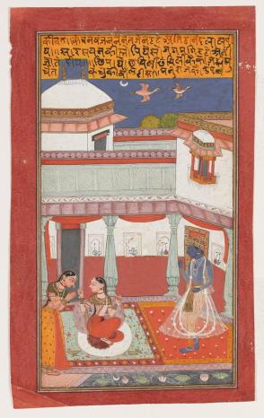 Krishna and Radha with a Sakhi