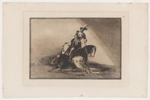 Plate 10 from La Tauromaquia: Charles V Spearing a Bull in the Ring at Valladolid