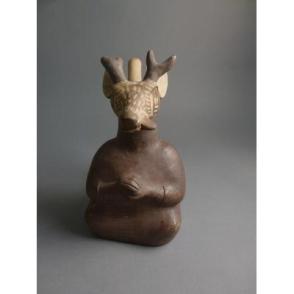 Stirrup spout vessel:  anthropomorphic deer