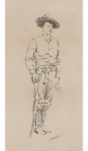 Sketch of a Texas Ranger for "How the Law Got into the Chaparral"