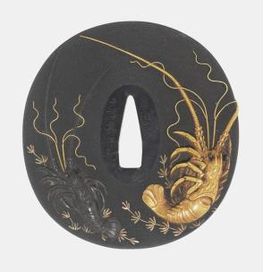 Tsuba:  Crayfish and Seaweed