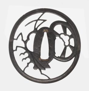 Tsuba:  Praying Mantis and Wheel