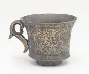 Cup with lotus, vines, and birds
