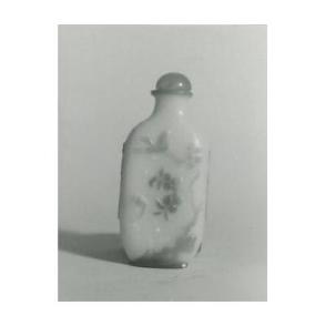 Snuff bottle:  Crane, Fish and Dragonfly with Flowers and Leaves