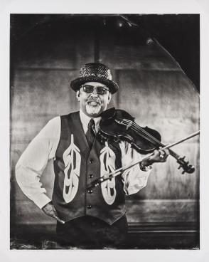 Talking Tintype, Swil Kanim, Violinist, Citizen of the Lummi Nation, from the series Critical Indigenous Photographic Exchange: dᶻidᶻəlalič