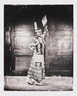 Talking Tintype, Madrienne Salgado, Jingle Dress Dancer/Government and Public Relations Manager for the Muckleshoot Indian Tribe, Citizen of the Muckleshoot Nation, from the series Critical Indigenous Photographic Exchange: dᶻidᶻəlalič
