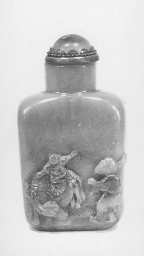 Snuff bottle: Water Buffalo, Boy and Man; Landscape