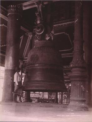 Great Bell, Shwe Dagone Pagoda, Rangoon, #402, From the Album Souvenir of Burmah, 1902, M.J. Heney