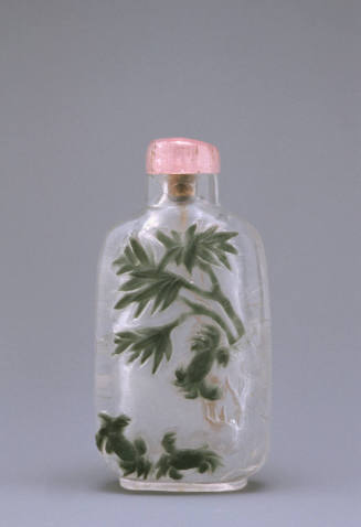 Snuff bottle: Three Crabs and Bamboo; River Landscape