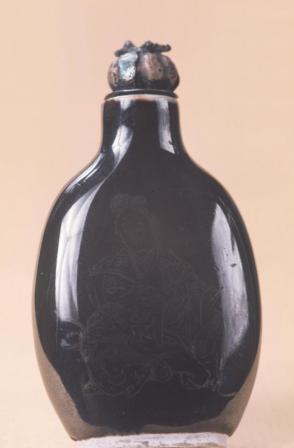 Snuff bottle:  Fu-hsing and Boy; Hsi Wang-mu on Reclining Deer