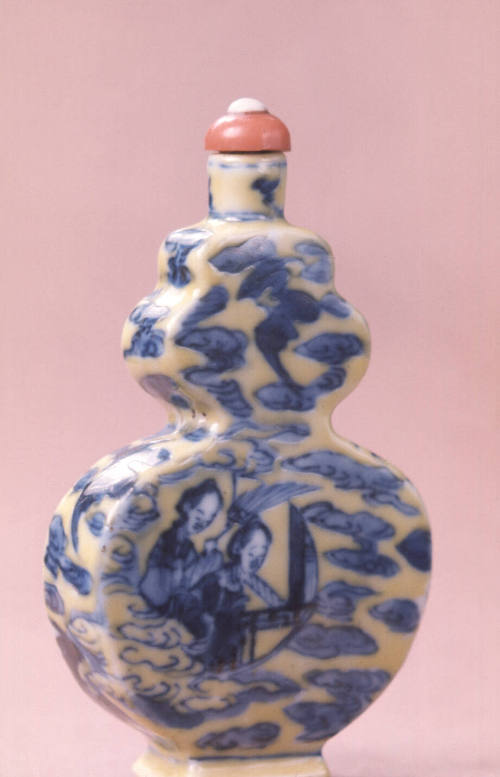 Snuff bottle:  Two Ladies and Two Taoist Immortals