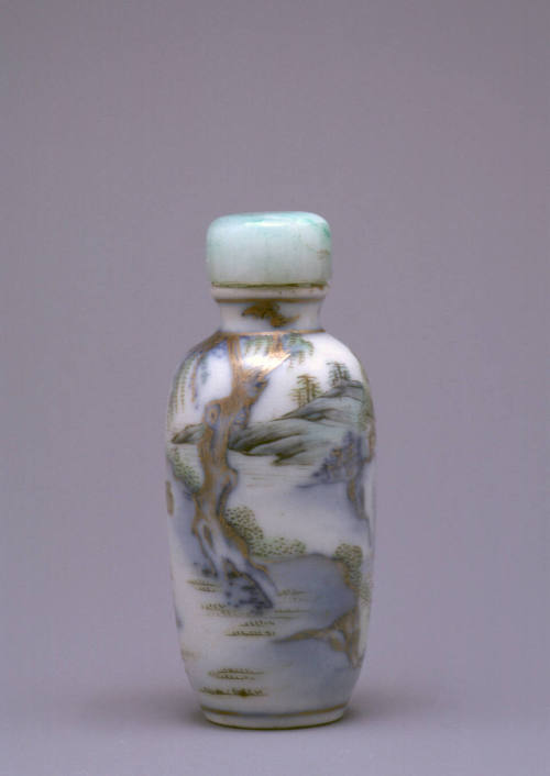 Snuff bottle:  Landscape with Fisherman