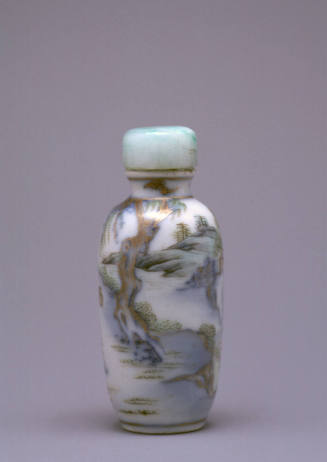 Snuff bottle:  Landscape with Fisherman