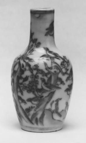 Snuff bottle:  Thirty Magpies on a Plum Tree