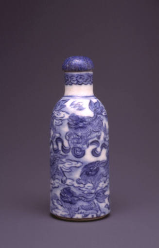 Snuff bottle:  Fu-dogs cavorting among clouds