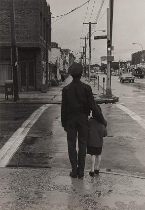 Man and Girl at Crossing