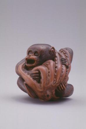 Model of a Seated Monkey Struggling with an Octopus