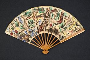 Fan with painted Plum, Bamboo, and Pine