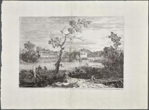  Village on the River Brenta (View of a Town on a Riverbank)