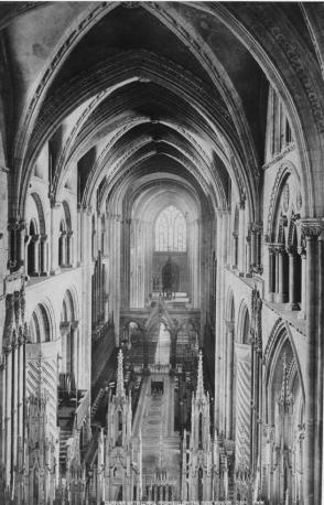 Durham Cathedral from below the Rose Window