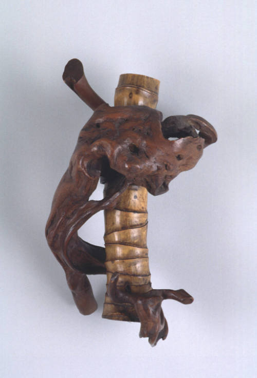 Bamboo and root ikebana wall vase