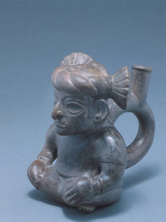 Stirrup spout vessel of human with twisted headband