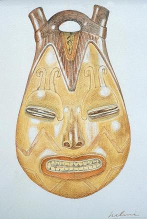 Vessel in the Shape of a Trophy Head from Paraca's Peru