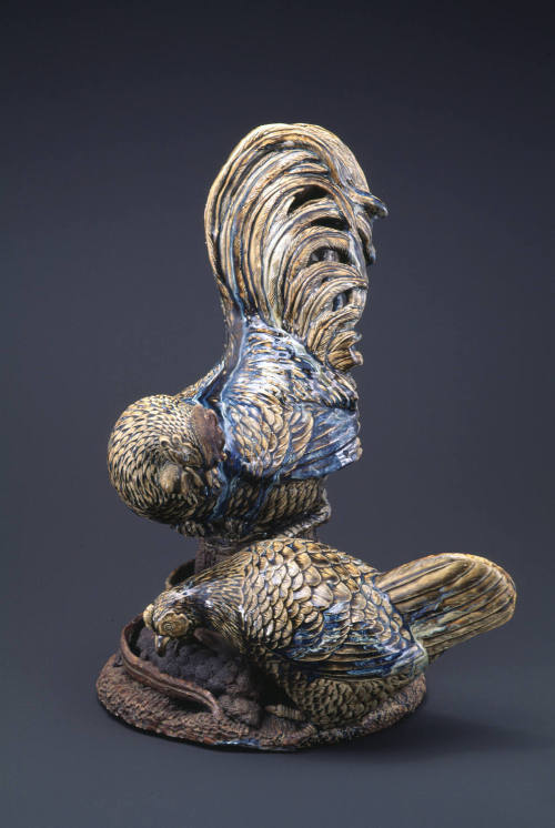 Carved Rooster and Hen