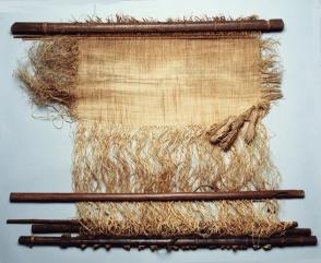 Single Heddle Loom with Unfinished Weaving