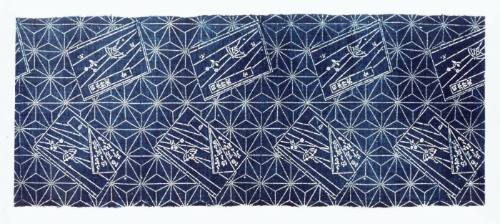 Stencil dyed fabric panel