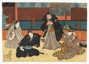 The Kabuki actors Iwai Eisaburo, Bando Hikosaburo, Ichikawa Ebizo and one other