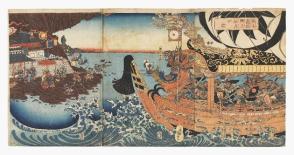 Minamoto no yoshitsune ezo seibatsu no zu, Picture depicting the invasion of the Ainu in Hokkaido