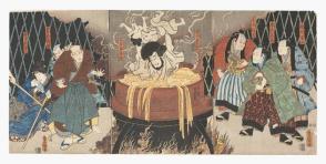 Ishikawa goemon kamaude no ba, The bandit, Ishikawa Goemon, in his death pot