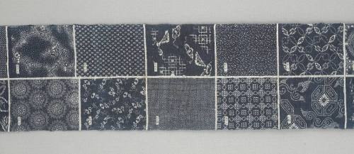 Sampler of stencil dyed designs