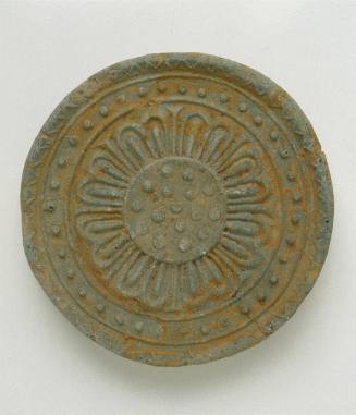 Roof tile end with lotus design