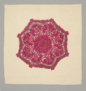 Embroidered medallion with mirror insets