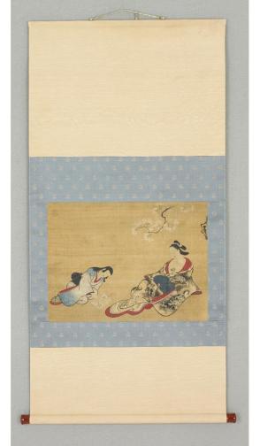 Courtesan and Attendant Selecting Kimono Designs