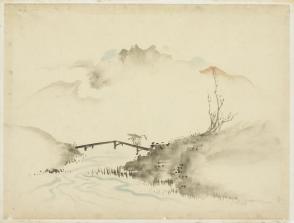 Landscape with Farmer Crossing Bridge