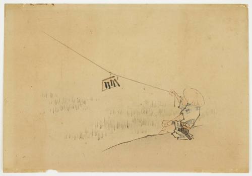 Farmer Flying Kite with Bird Clapper