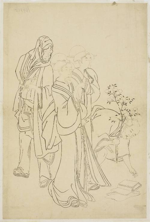 Two Geisha Strolling with Dandy and Apprentice