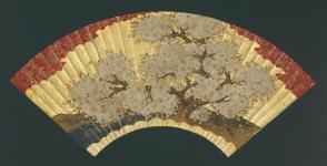 Noh dance fan with cherry blossoms