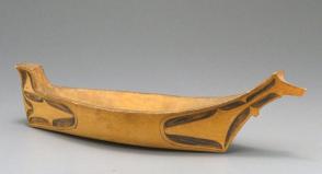 Canoe Model with painted designs