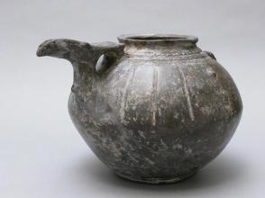 Burnished black vessel with spout