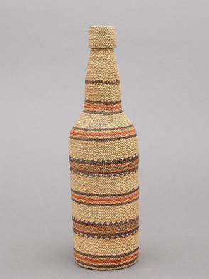 Basketry-covered glass bottle