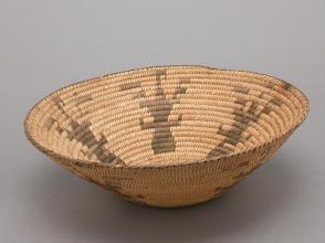 Basketry bowl with flaring sides: birds