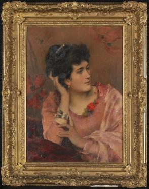 Portrait of a young lady with red corsage