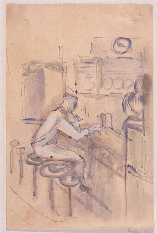 Man Seated on a Stool at a Counter