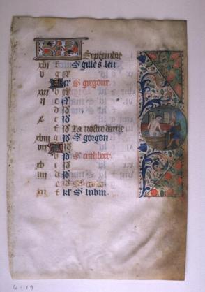 Calendar Page from Book of Hours