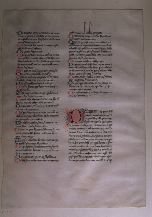 Leaf of Manuscript from Pope Gregory's Miracles of Early Italian Fathers